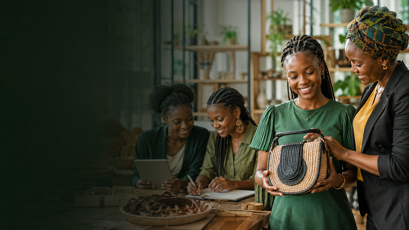Women participating in skills development, mentorship and entrepreneurship training at a community enterprise centre.